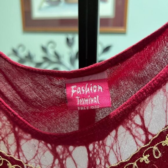 NWOT Fashion Terminal Red Peace Sign Tank Top One Size Fits Most #076 - Picture 5 of 8